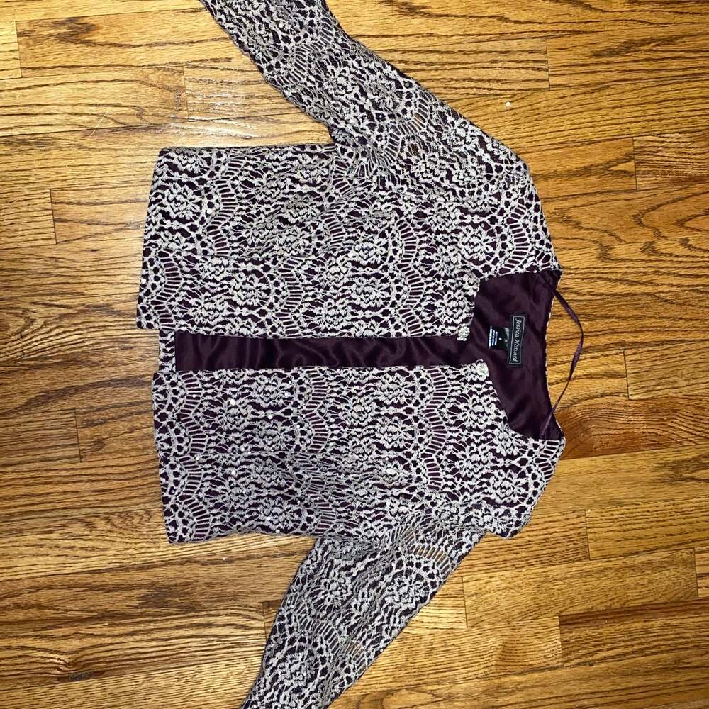 JH Evenings Women's 2-PC Jacket Dress Set Color Eggplant Size 8 NWT